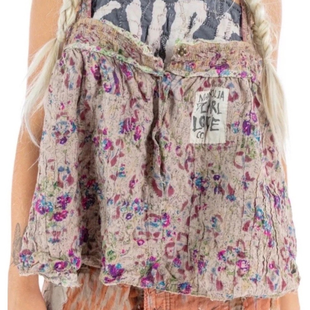 Magnolia Pearl Cotton Quilted Cropped Pink Floral Tank SOLD OUT NWT Miriam Amor‎ - Picture 8 of 9